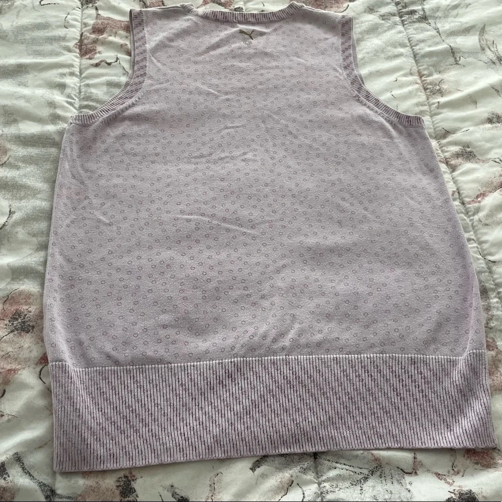 Puma Y2K lavender animal prints cotton preppy academia summer golf vest, size S